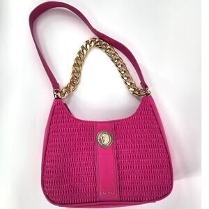 Aldo Barbie Pink Faux Leather Ruched Shoulder Bag